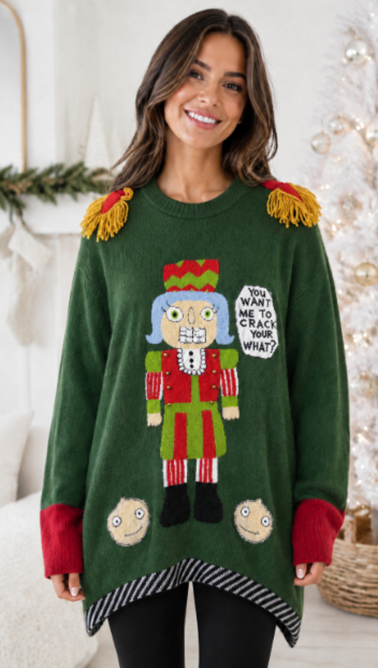 Nutcracker ugly christmas Sweater XL soldier holiday party novelty fringe funny
